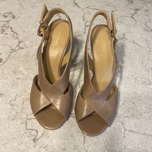 MICHAEL KORS Peep Toe Ankle Strap Heels Size 7.5